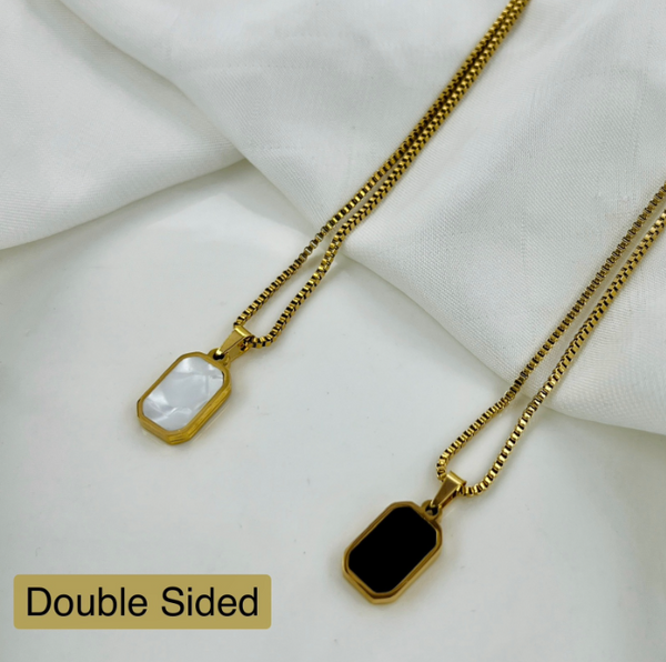 Crystal Stainless Steel Premium Daul Sided Necklace